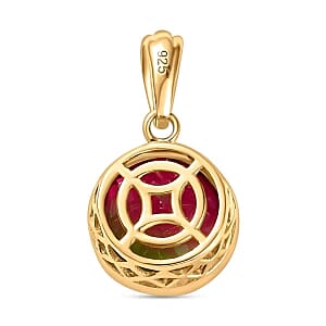 Watermelon Quartz Triplet 4.10 ctw Pendant in Vermeil YG Over Sterling Silver