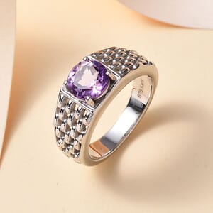 Karis Rose De France Amethyst 1.75 ctw Solitaire Ring in Platinum Bond (Size 14.0)