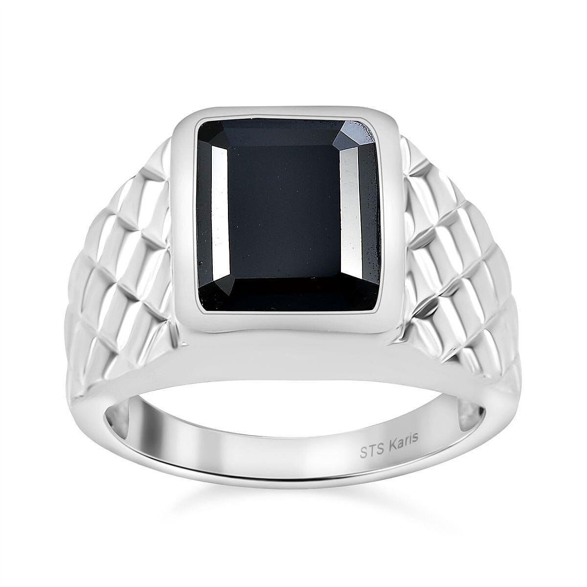 Buy Karis Thai Black Spinel 7.15 ctw Men's Ring in Platinum Bond