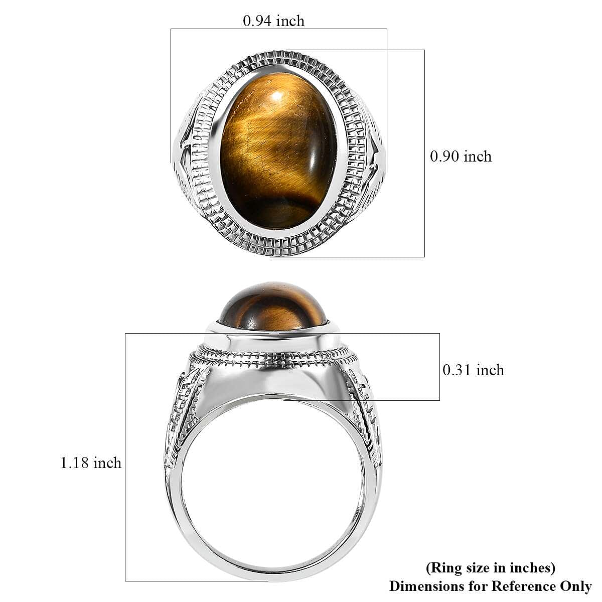 Karis Tiger's Eye 5.85 ctw Men's Ring in Platinum Bond (Size 12.0) image number 5