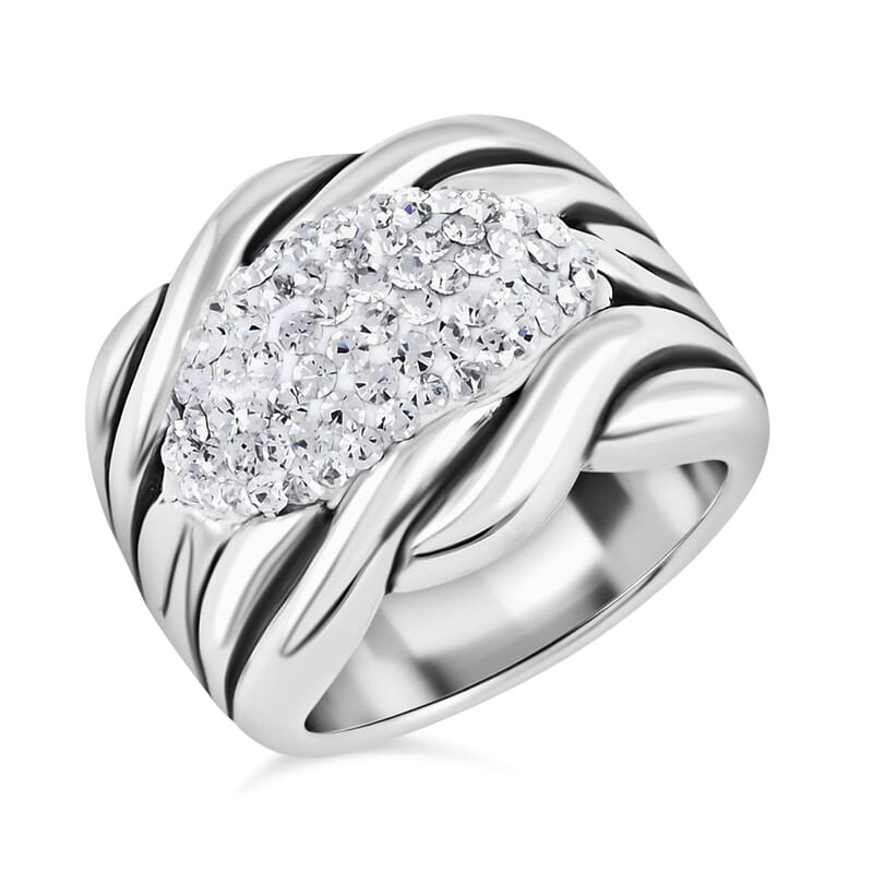 Austrian Crystal Ring in Sterling Silver (Size 10.0)
