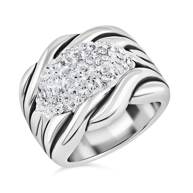 Austrian Crystal Ring in Sterling Silver (Size 10.0)