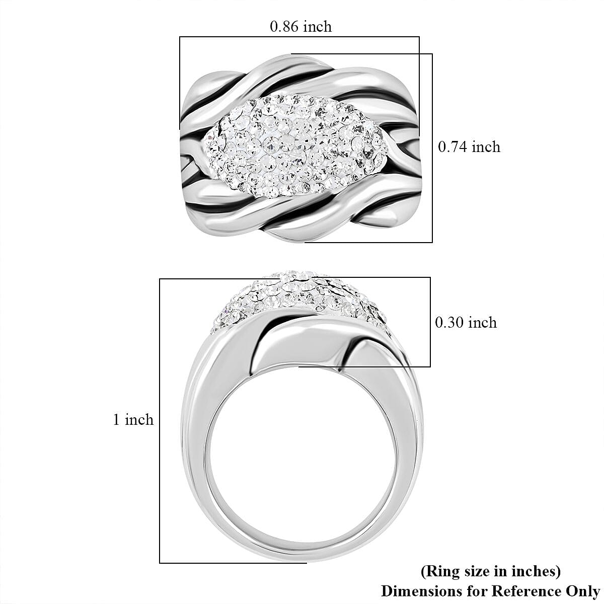 Austrian Crystal Ring in Sterling Silver (Size 10.0)
