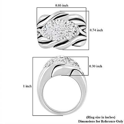 Austrian Crystal Ring in Sterling Silver (Size 10.0)