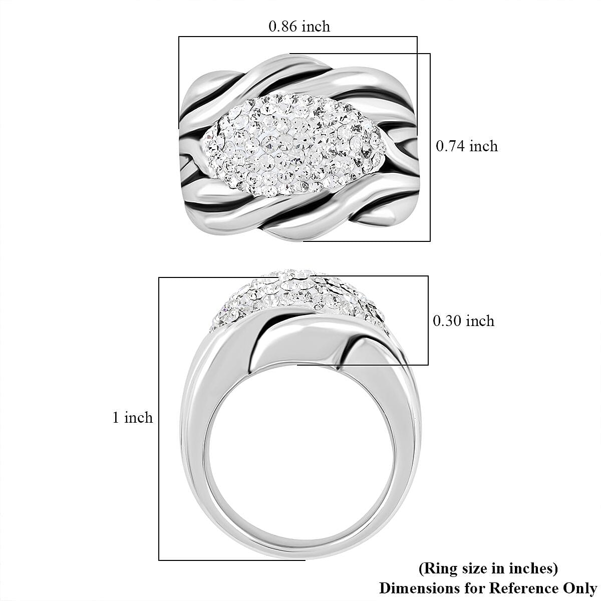 Austrian Crystal Ring in Sterling Silver (Size 11.0) image number 4