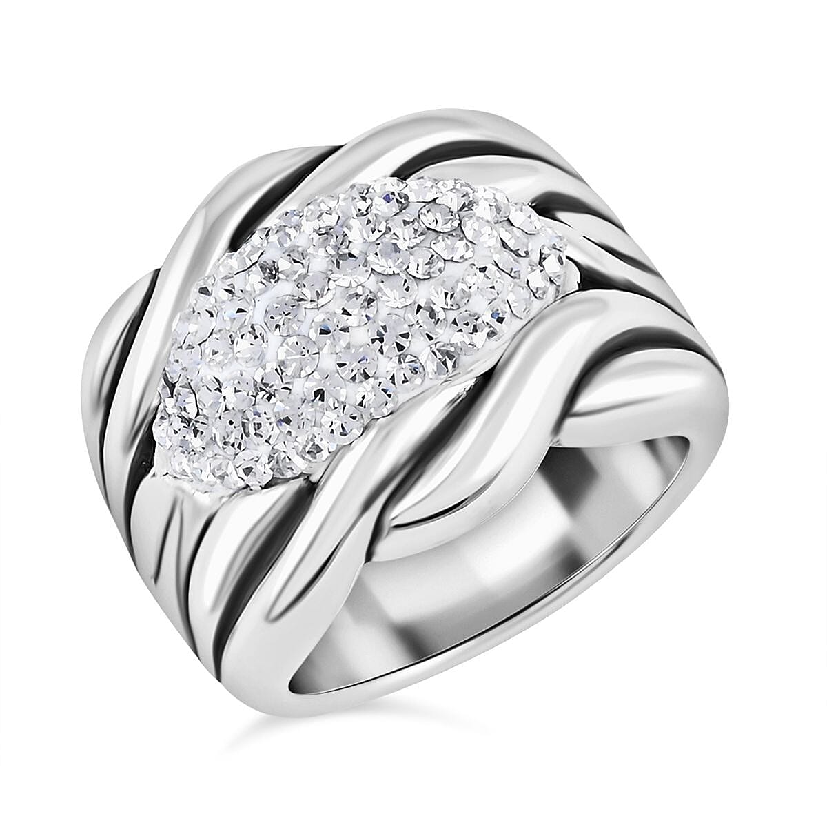 Austrian Crystal Ring in Sterling Silver (Size 5.0) image number 0