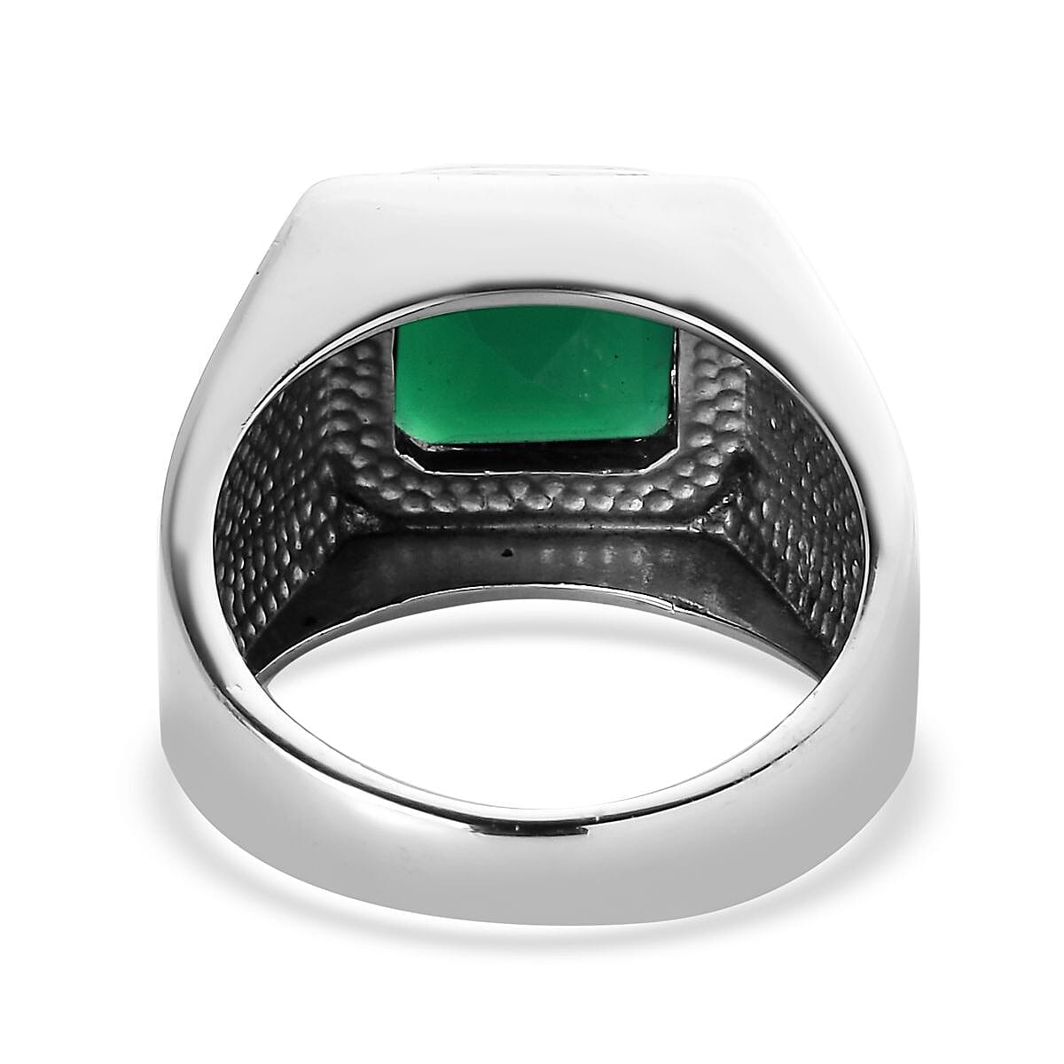 Asscher Cut Green Onyx 5.35 ctw Men's Ring in Stainless Steel (Size 11.0) image number 4