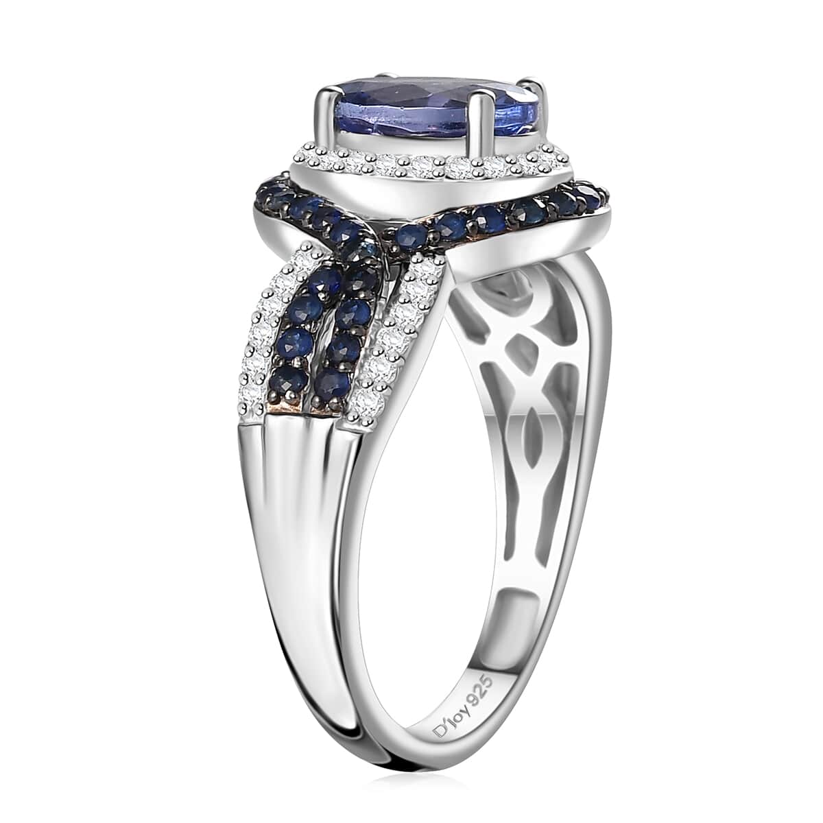 Tanzanite, Multi Gemstone Halo Ring in Platinum Over Sterling Silver (Size 10.0) 2.35 ctw image number 3