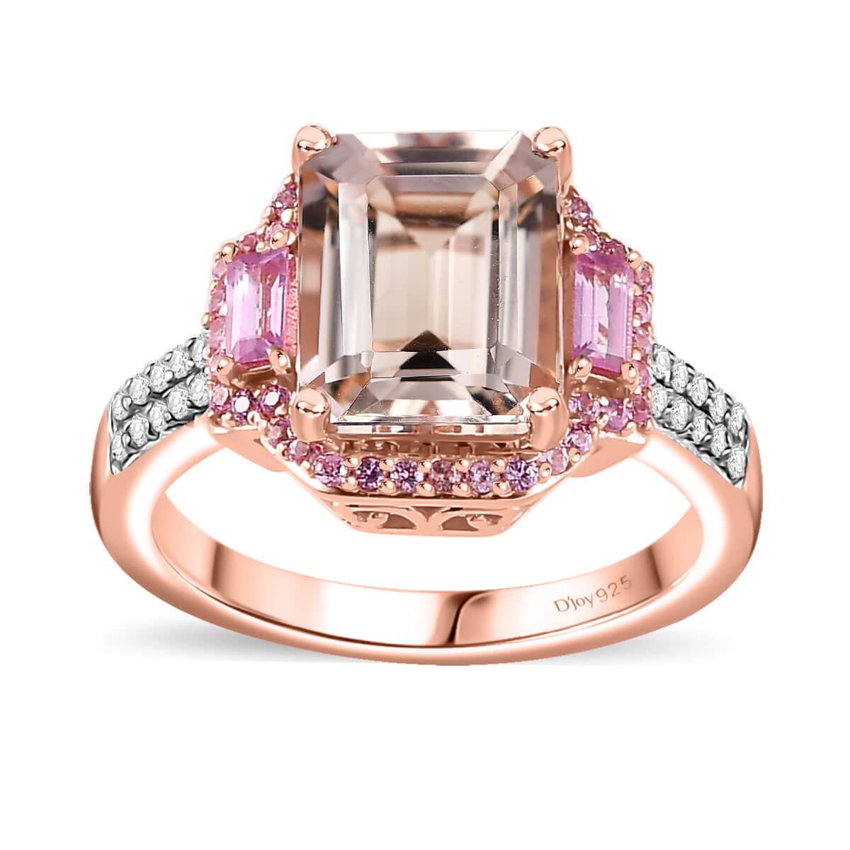 Premium Marropino Morganite and Multi Gemstone 4.00 ctw Ring in Vermeil Rose Gold Over Sterling Silver (Size 7.0) image number 0