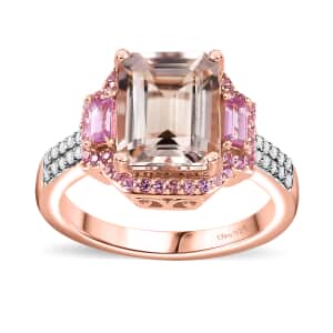 Premium Marropino Morganite and Multi Gemstone 4.00 ctw Ring in Vermeil Rose Gold Over Sterling Silver (Size 7.0)