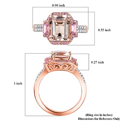 Premium Marropino Morganite and Multi Gemstone 4.00 ctw Ring in Vermeil Rose Gold Over Sterling Silver (Size 7.0)