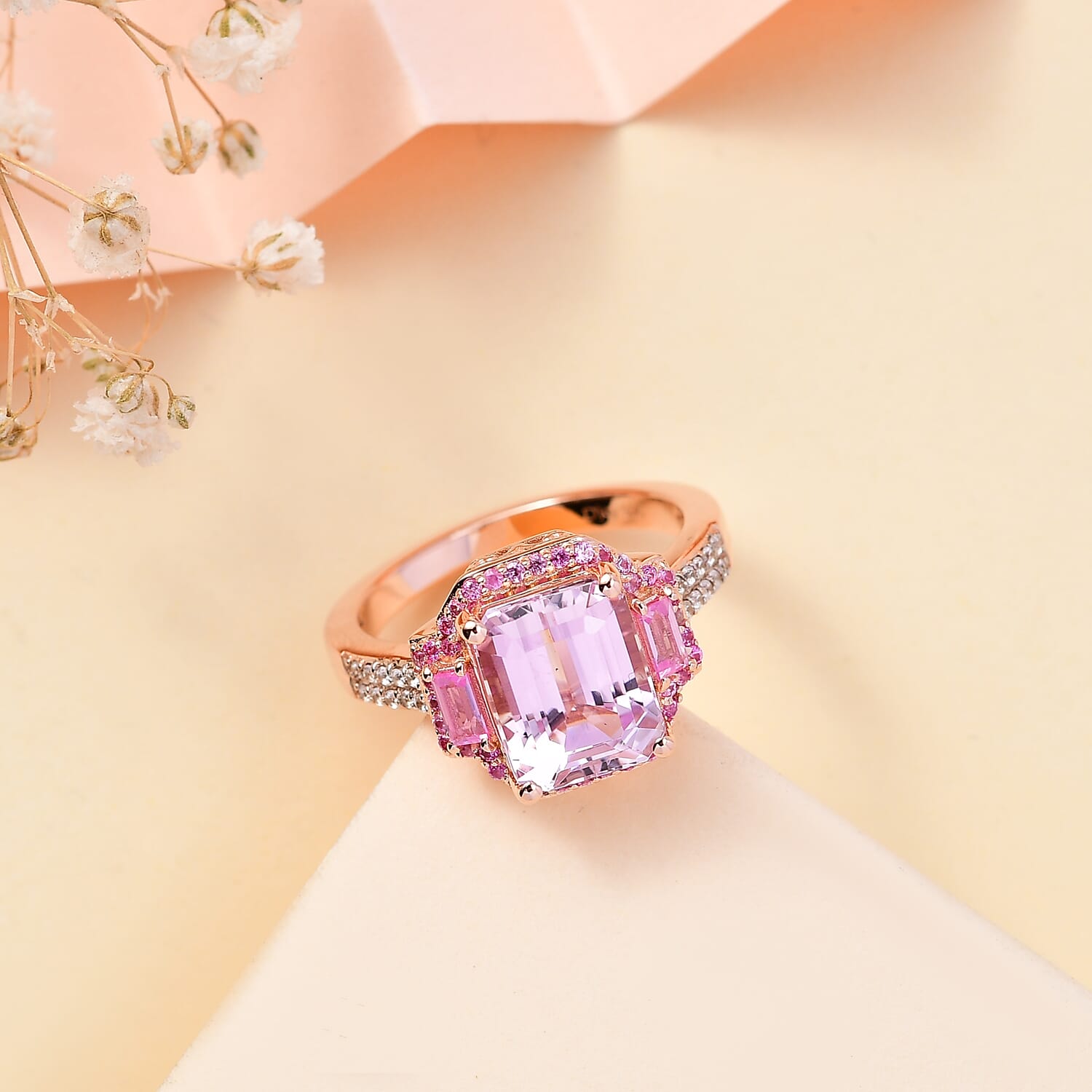 10K YG Ruby and Diamond Cocktail Ring Bypass Design Ring