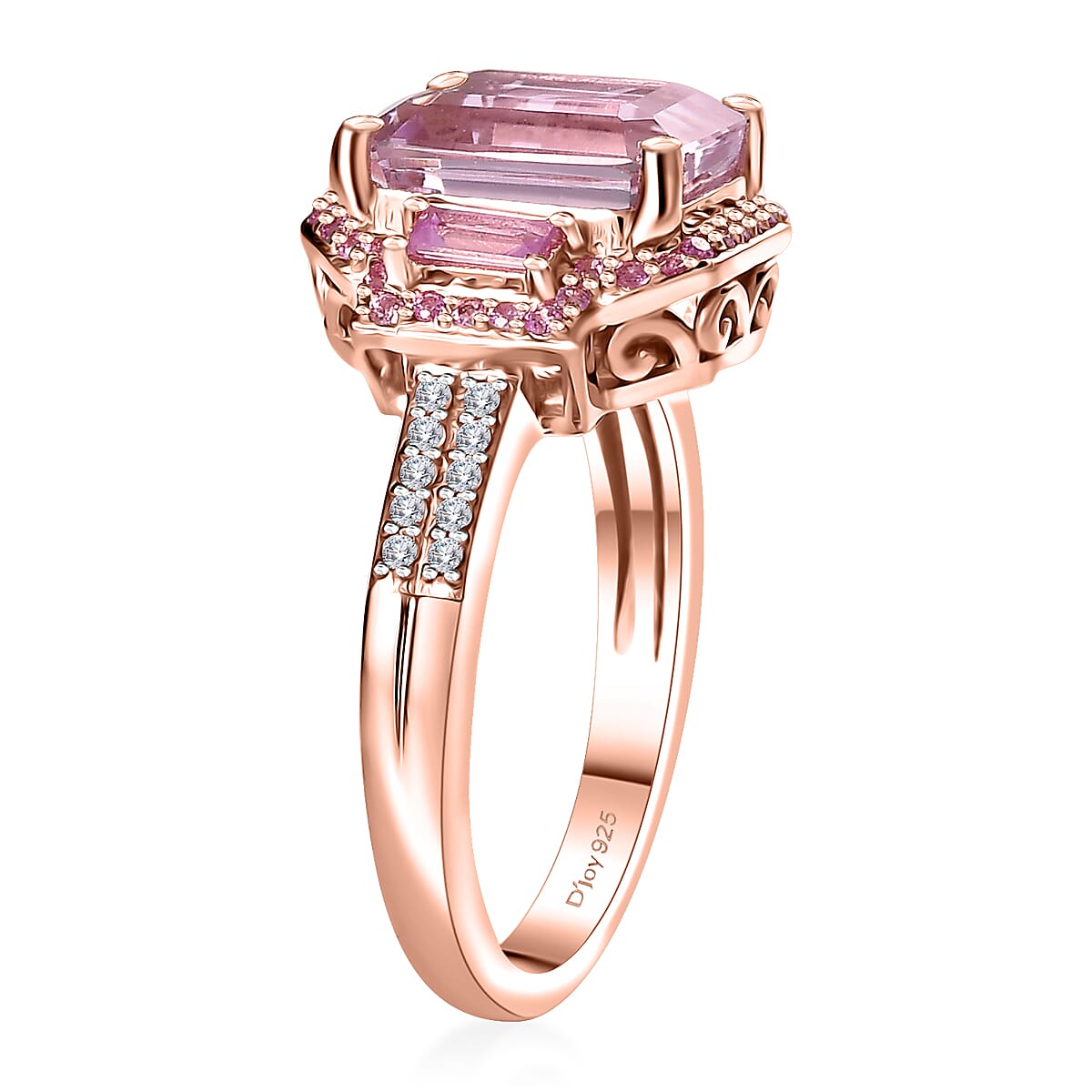 Premium Kunzite and Multi Gemstone 4.80 ctw Ring in Vermeil Rose Gold Over Sterling Silver (Size 7.0) image number 3