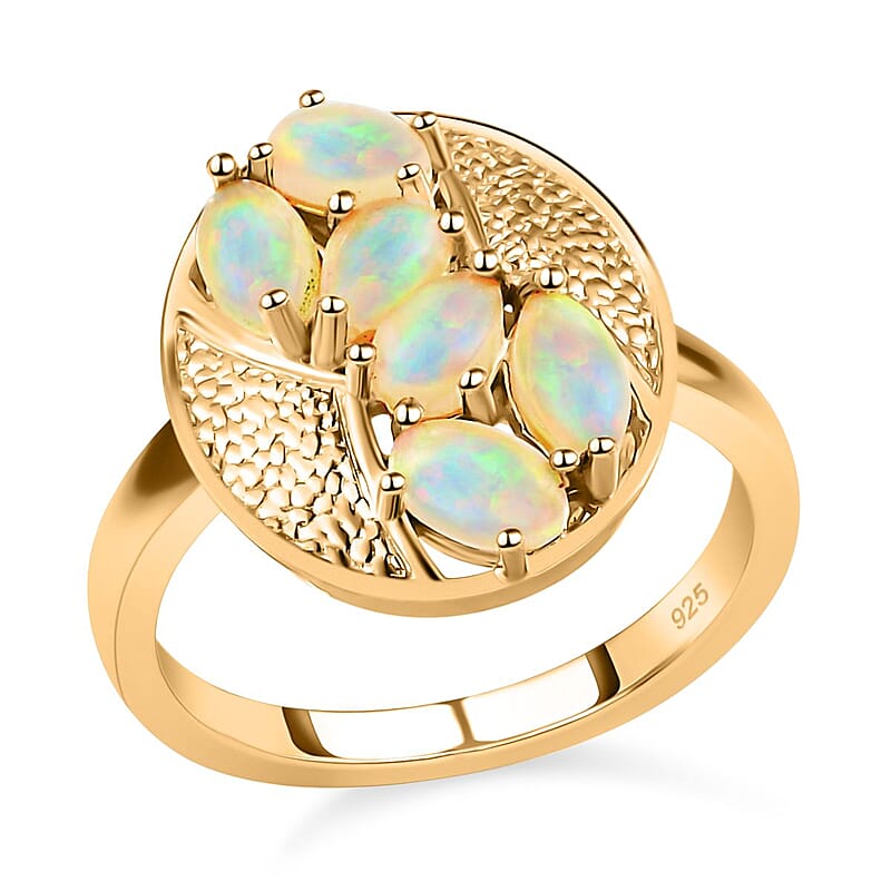 Ethiopian Welo Opal 1.00 ctw Ring in Vermeil Yellow Gold Over Sterling Silver (Size 5.5)