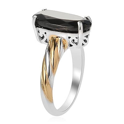 Elite Shungite Solitaire Ring in Vermeil Yellow Gold and Platinum Over Sterling Silver (Size 10.0) 1.65 ctw