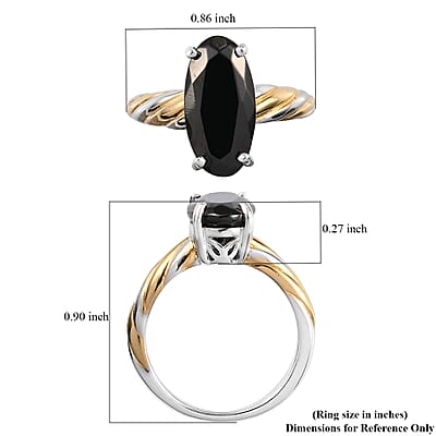 Elite Shungite Solitaire Ring in Vermeil Yellow Gold and Platinum Over Sterling Silver (Size 10.0) 1.65 ctw