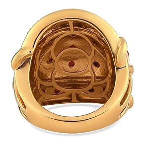 Mediterranean Coral 1.48 ctw Ring in 14K Yellow Gold Over Sterling Silver (Size 6.5)