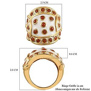 Mediterranean Coral 1.48 ctw Ring in 14K Yellow Gold Over Sterling Silver (Size 6.5)