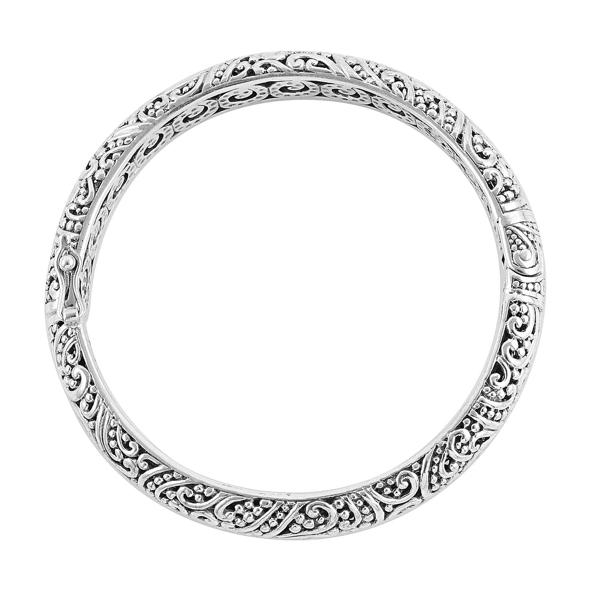 Bali Legacy Sterling Silver Paisley Pattern Bangle Bracelet (7.25 in) 36 Grams image number 3