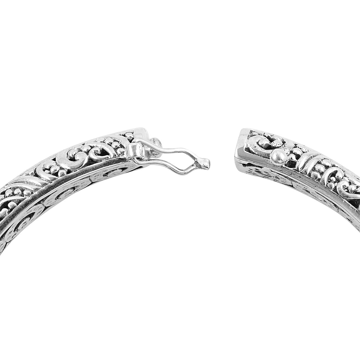 Bali Legacy Sterling Silver Paisley Pattern Bangle Bracelet (7.25 in) 36 Grams image number 5