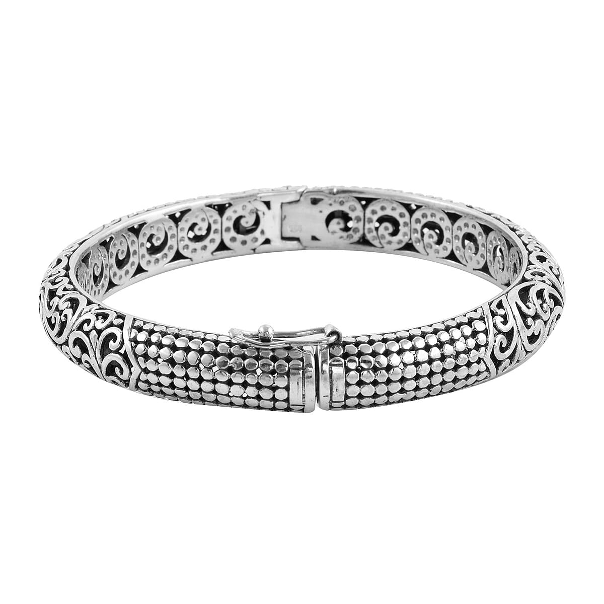 Bali Legacy Sterling Silver Filigree Bangle Bracelet (7.25 in) 36 Grams image number 5