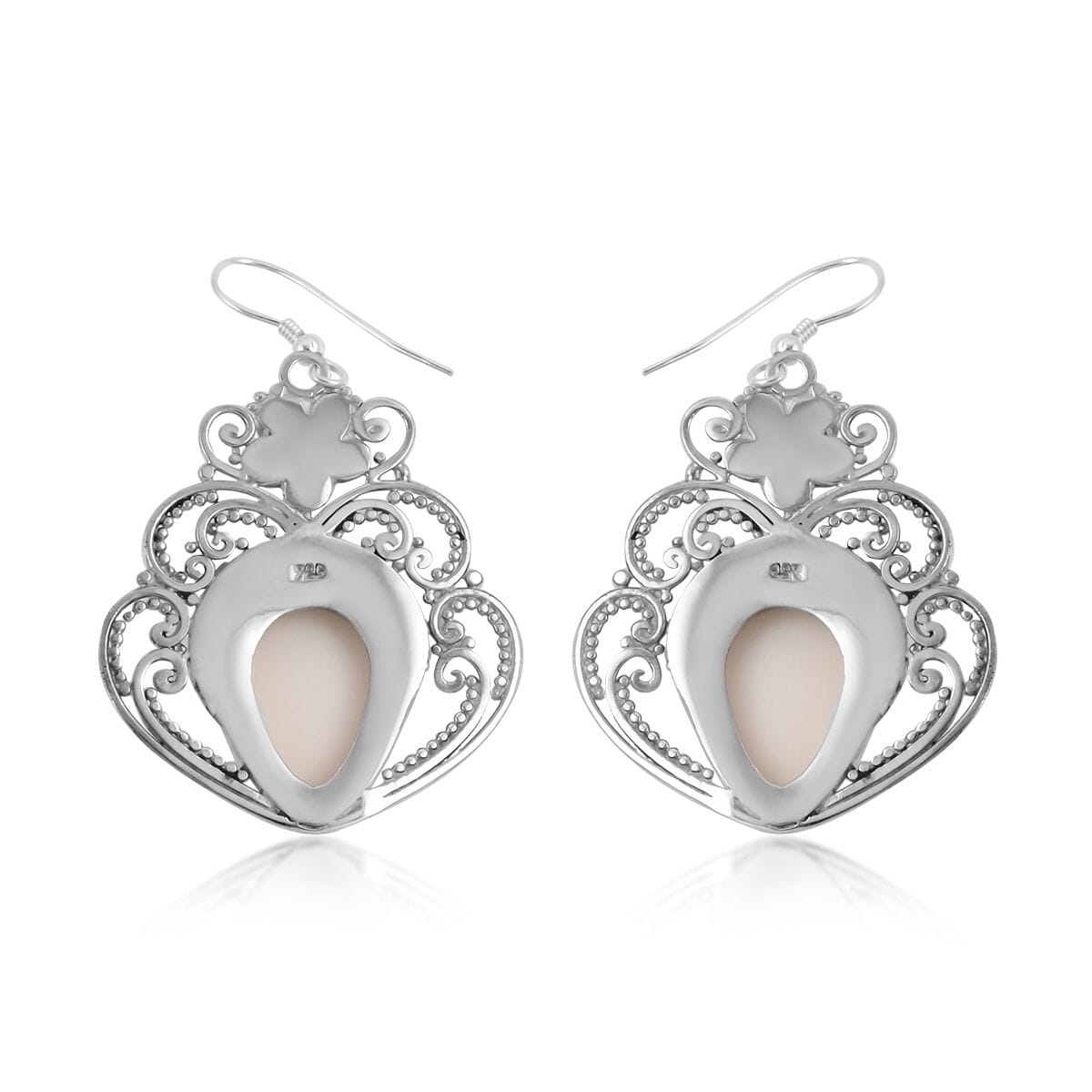 Bali Goddess Carved Bone Earrings in Sterling Silver image number 3