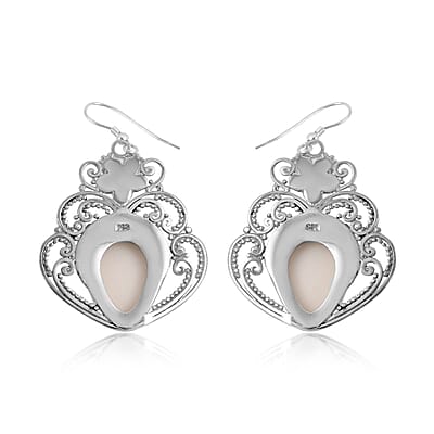Bali Goddess Carved Bone Earrings in Sterling Silver