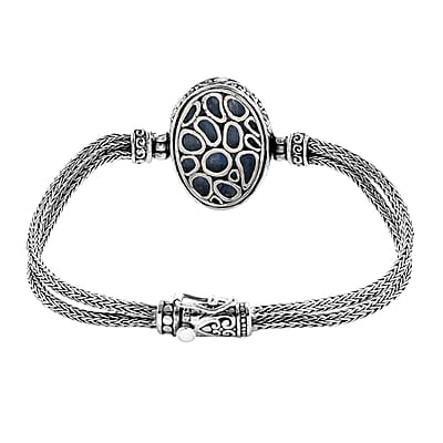 Bali Legacy Himalayan Kyanite Dragon Bracelet in Sterling Silver (7.00 In) 21.40 Grams 26.00 ctw