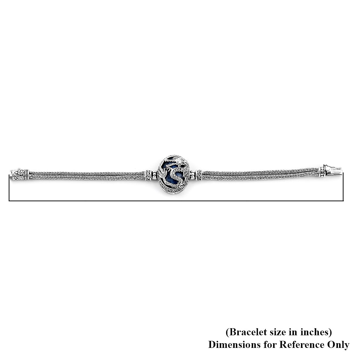Bali Legacy Himalayan Kyanite Dragon Bracelet in Sterling Silver (7.00 In) 21.40 Grams 26.00 ctw