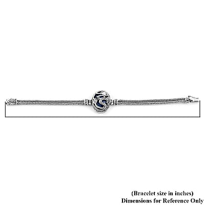 Bali Legacy Himalayan Kyanite Dragon Bracelet in Sterling Silver (7.00 In) 21.40 Grams 26.00 ctw