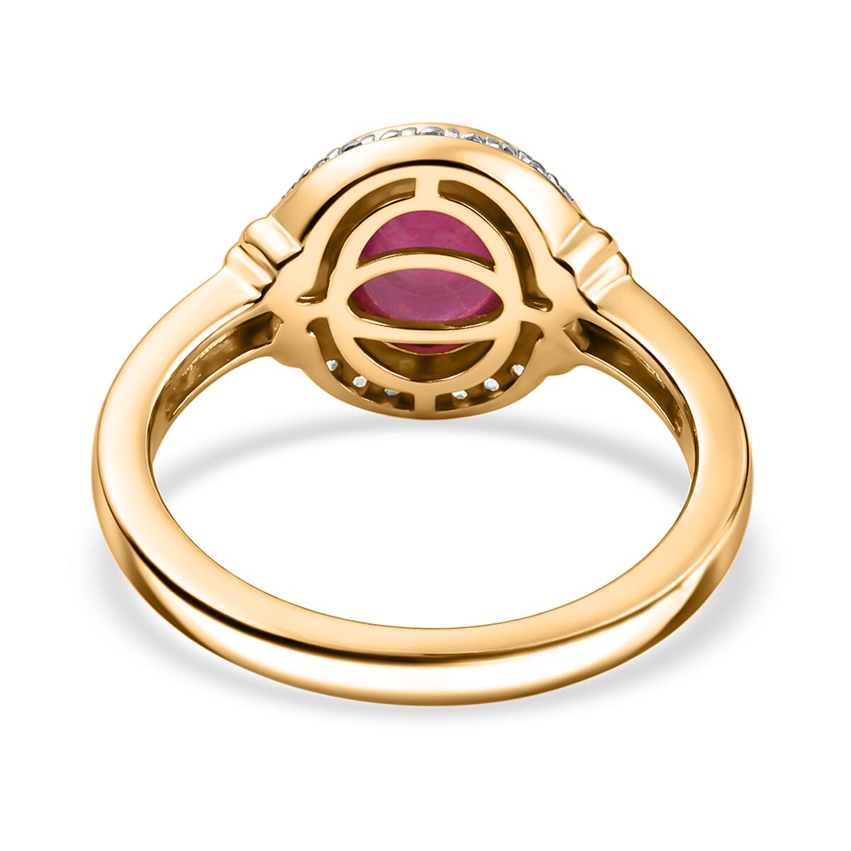 Niassa Ruby (FF) and White Zircon 3.40 ctw Ring in 14K YG Over Sterling Silver (Size 10.0)