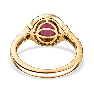 Niassa Ruby (FF) and White Zircon 3.40 ctw Ring in 14K YG Over Sterling Silver (Size 10.0)