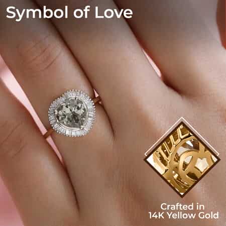 Luxoro 14K Yellow Gold AAA Turkizite Diamond Heart Ring, Halo Ring, Diamond Ring, Wedding Rings, Engagement Ring 2.25 ctw (Size 10) image number 2