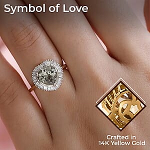 AAA Turkizite Diamond 2.25 ctw Heart Ring in 14K Yellow Gold, Halo Ring, Diamond Ring, Wedding Rings, Engagement Ring (Size 11.0)