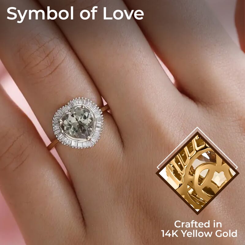 AAA Turkizite Diamond 2.25 ctw Heart Ring in 14K Yellow Gold, Halo Ring, Diamond Ring, Wedding Rings, Engagement Ring (Size 11.0)