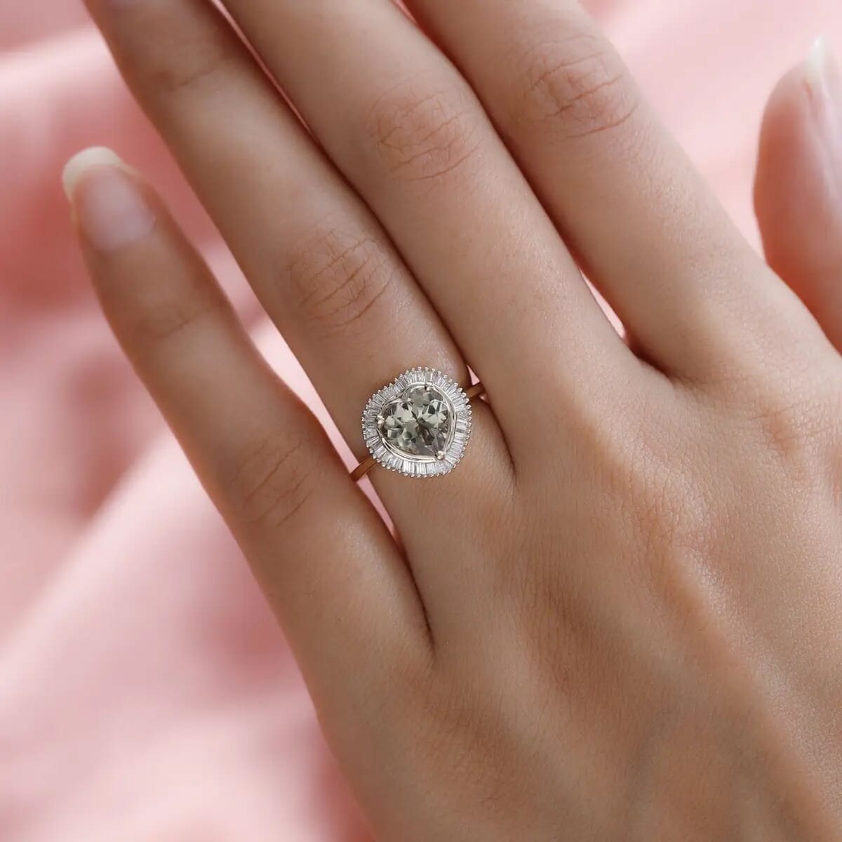 14K Yellow Gold AAA Turkizite Diamond Heart Ring, Halo Ring, Diamond Ring, Wedding Rings, Engagement Ring 2.25 ctw (Size 5.0) image number 5