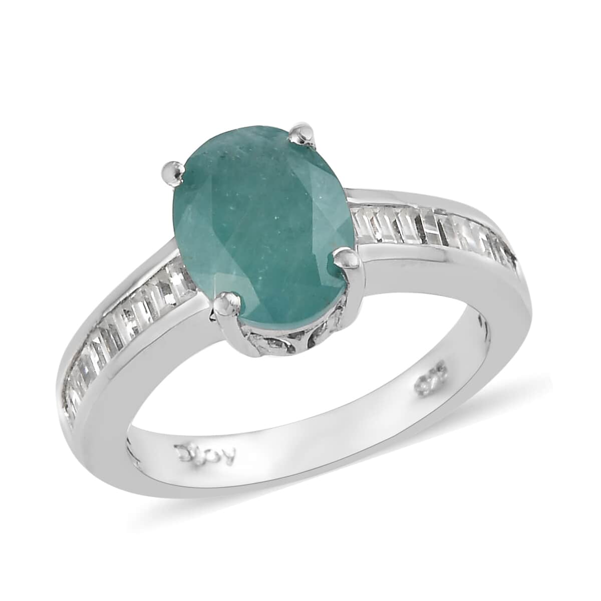 Premium Grandidierite and White Zircon Ring in Platinum Over Sterling Silver (Size 6.0) 2.50 ctw image number 0