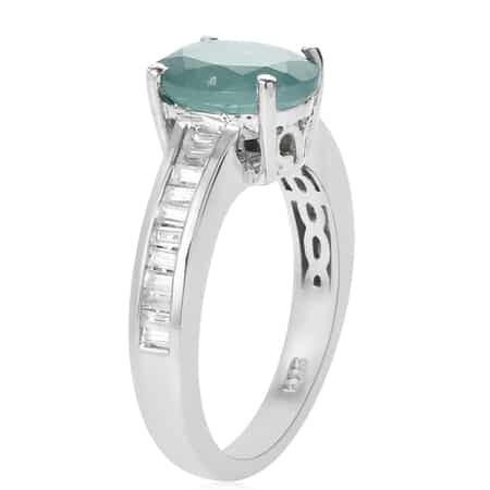 Premium Grandidierite and White Zircon Ring in Platinum Over Sterling Silver (Size 6.0) 2.50 ctw image number 3