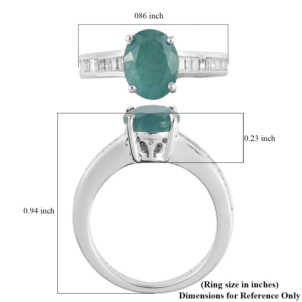 Premium Grandidierite and White Zircon Ring in Platinum Over Sterling Silver (Size 6.0) 2.50 ctw image number 5