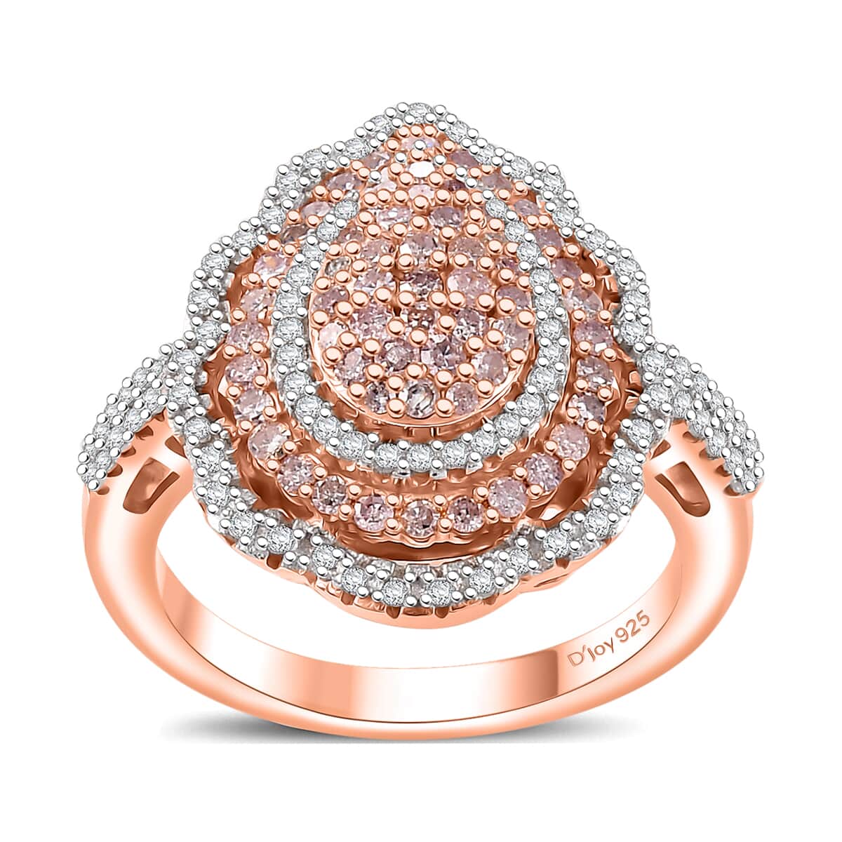 Natural Pink and White Diamond Ring in 18K Vermeil RG Over Sterling Silver (Size 10.0) 1.00 ctw image number 0