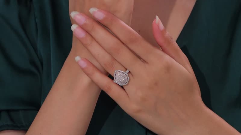 Natural Pink and White Diamond Ring in 18K Vermeil RG Over Sterling Silver (Size 10.0) 1.00 ctw