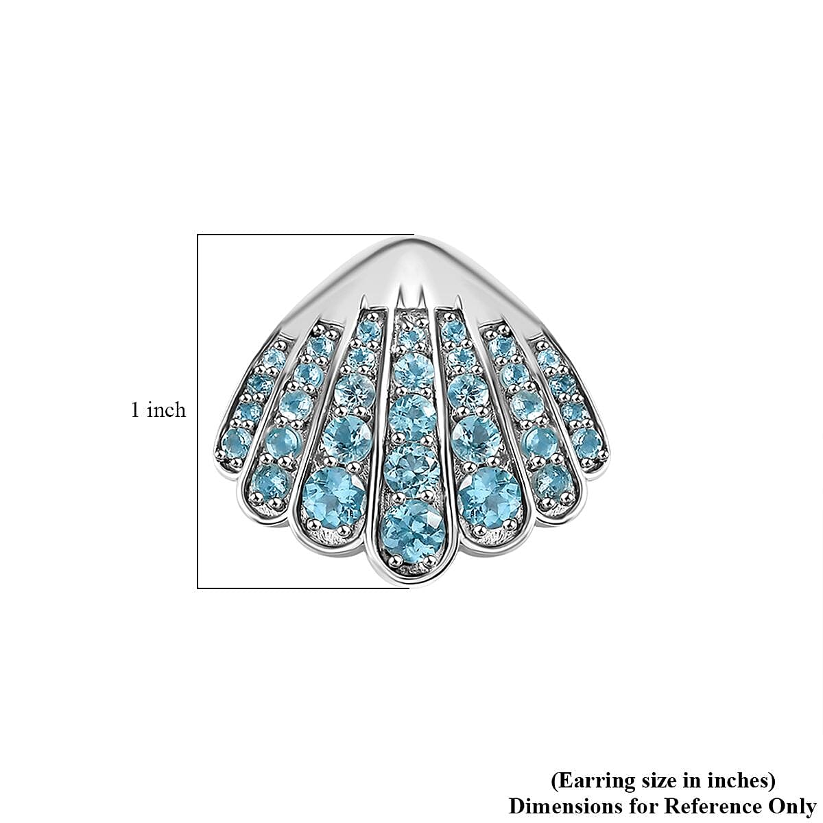D'Joy Premium Betroka Blue Apatite 6.10 ctw Sea-Shell Earrings in Rhodium Over Sterling Silver