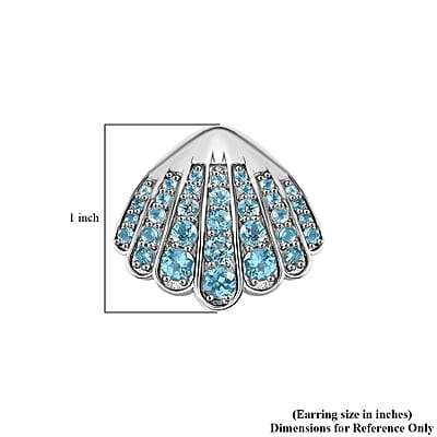 D'Joy Premium Betroka Blue Apatite 6.10 ctw Sea-Shell Earrings in Rhodium Over Sterling Silver