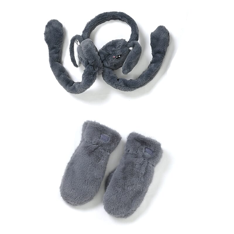 Dark Gray Jumping Earmuffs and Gloves Set – One Size Fits Most