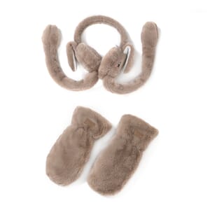 Taupe Jumping Earmuffs and Gloves Set – One Size Fits Most