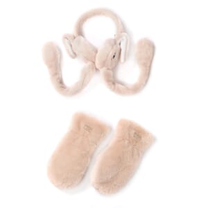 Cream Jumping Earmuffs and Gloves Set – One Size Fits Most