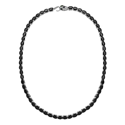 D'Joy Thai Black Spinel and Chrome Diopside 63.40 ctw Serpent Necklace in Rhodium Over Sterling Silver 18 Inches