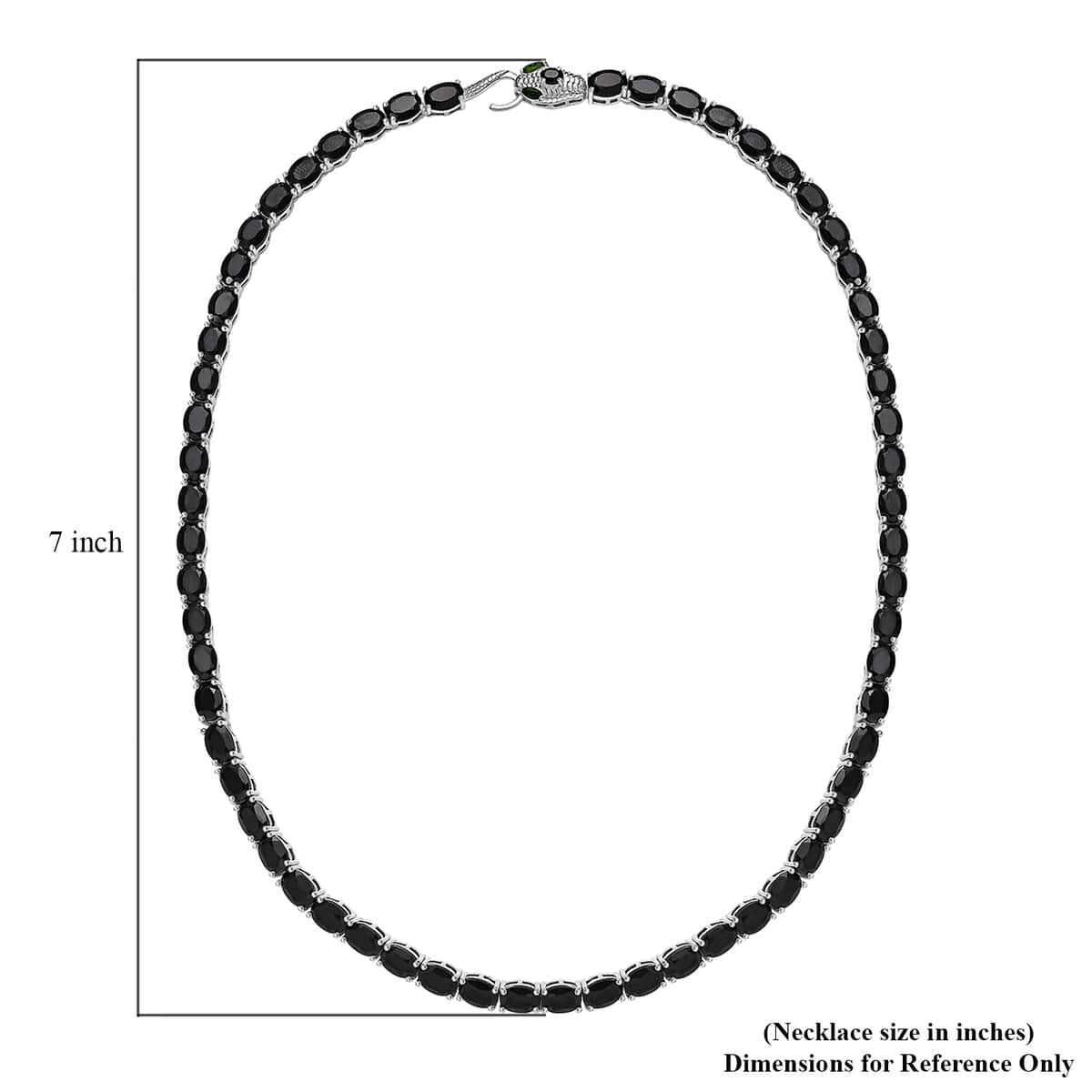 Thai Black Spinel and Chrome Diopside 63.40 ctw Serpent Necklace in Rhodium Over Sterling Silver 18 Inches image number 5