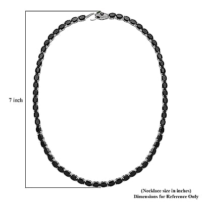 D'Joy Thai Black Spinel and Chrome Diopside 63.40 ctw Serpent Necklace in Rhodium Over Sterling Silver 18 Inches