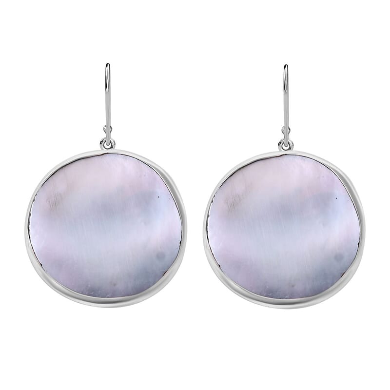Grey Shell Carving Earrings in Sterling Silver